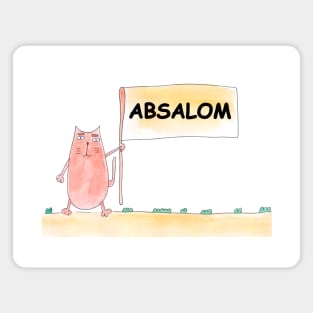 AВSALOM name. Personalized gift for birthday your friend. Cat character holding a banner Magnet